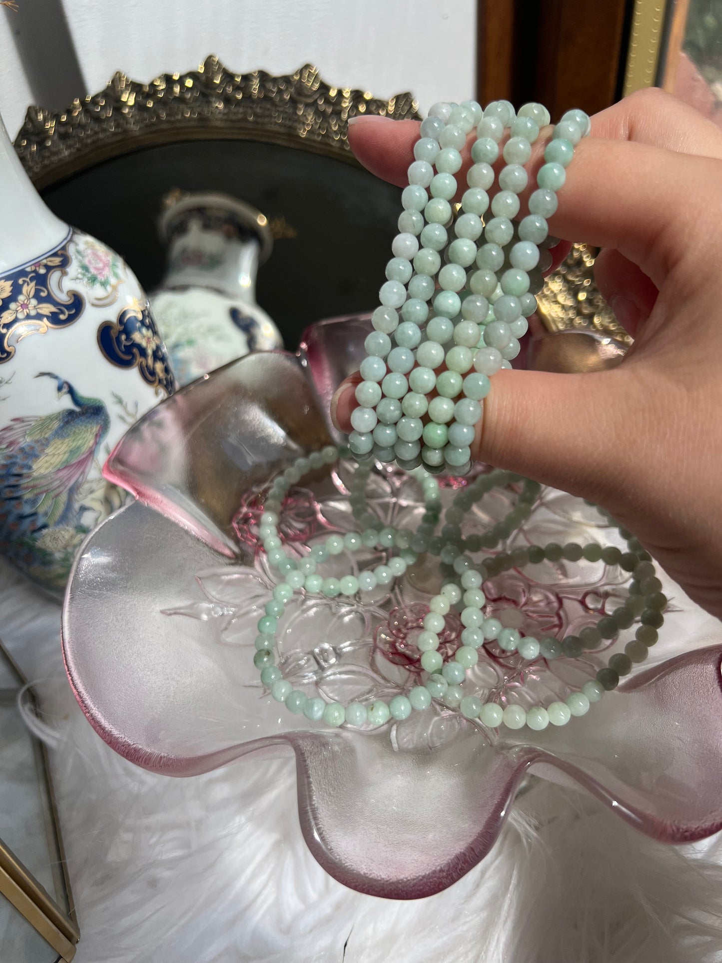 Apple Green Jade Natural crystal beaded bracelet - 5.5mm