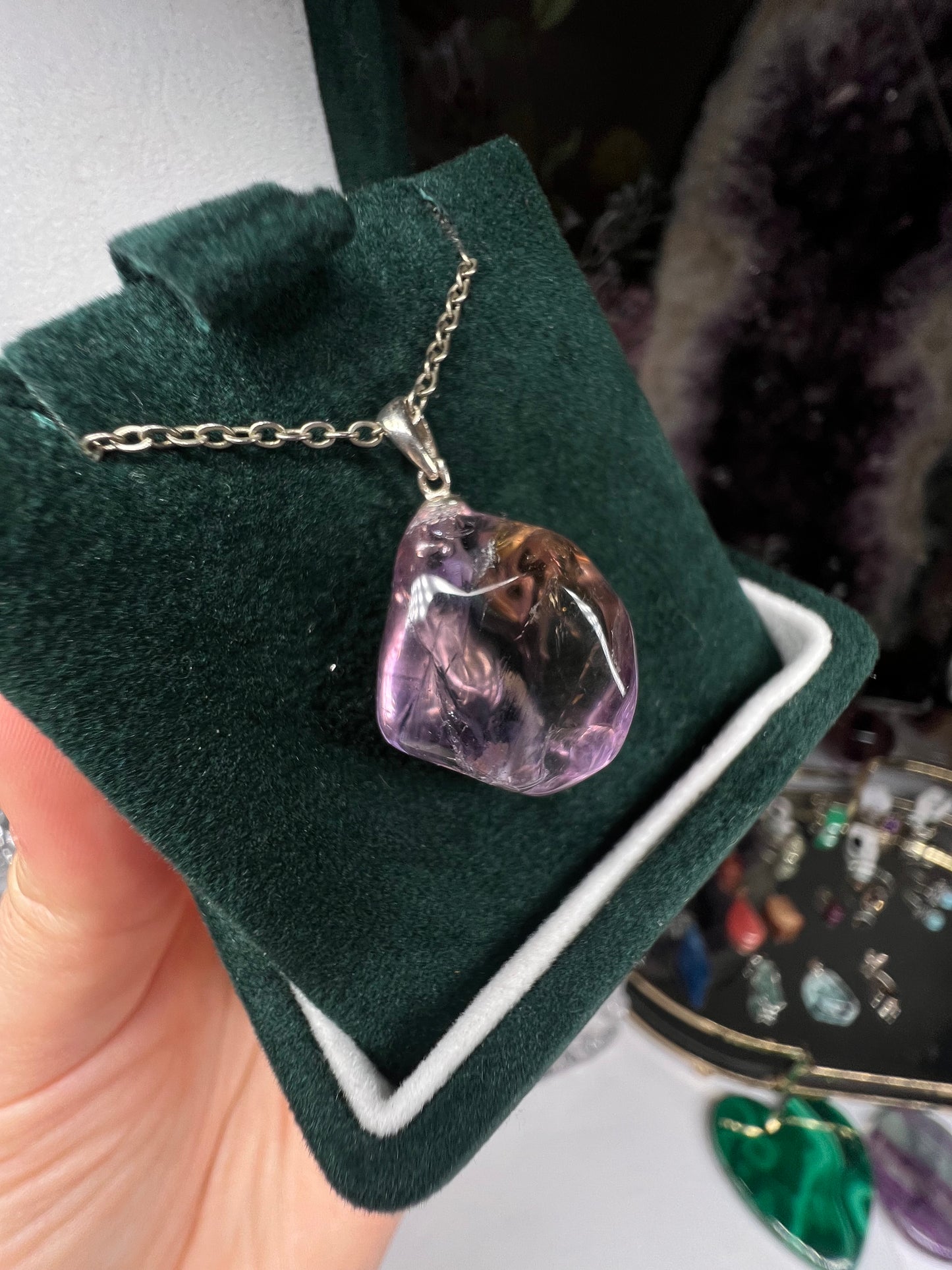 Ametrine tumble style pendant - 925 silver