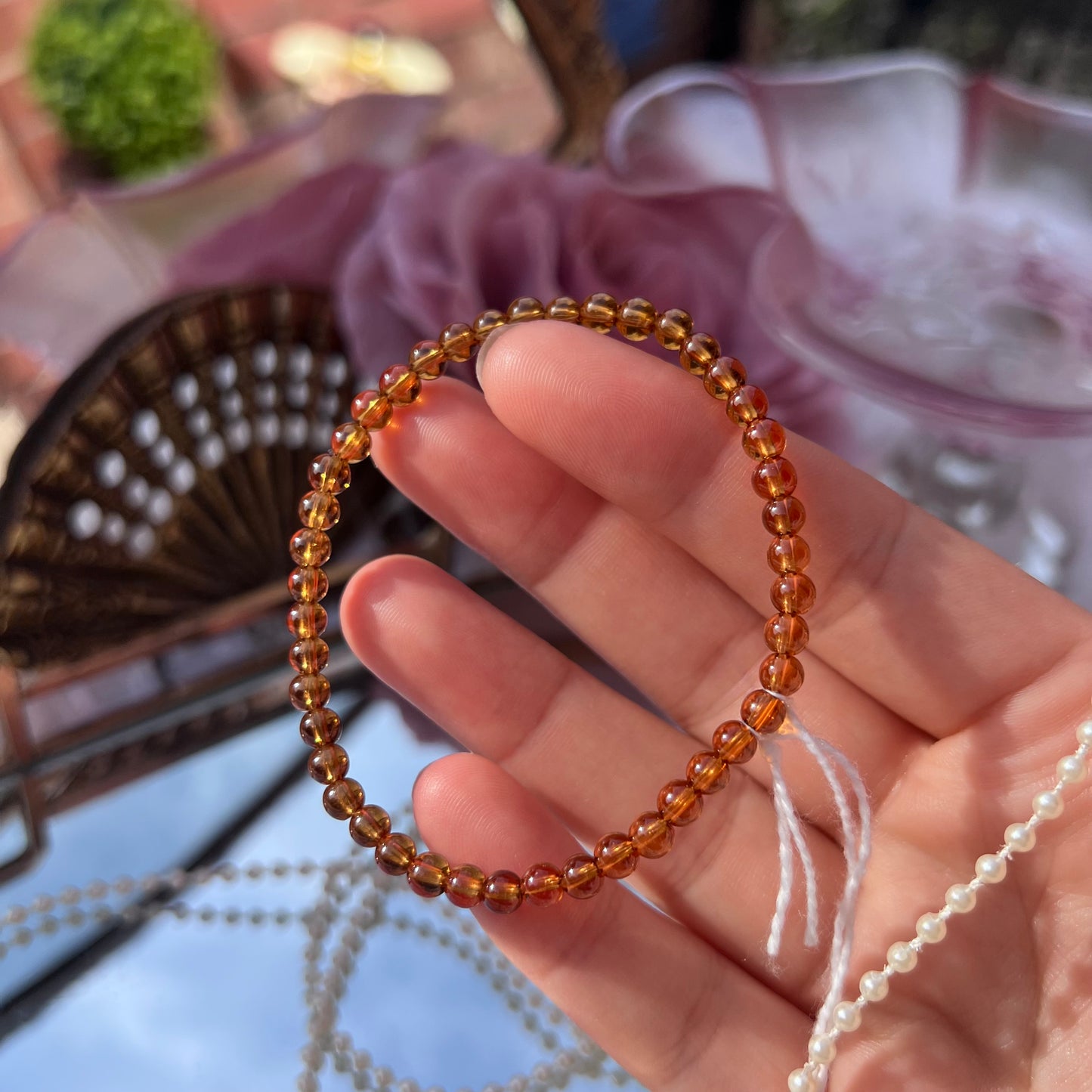 Tangerine Garnet Rare crystal beaded bracelet - 4.4mm