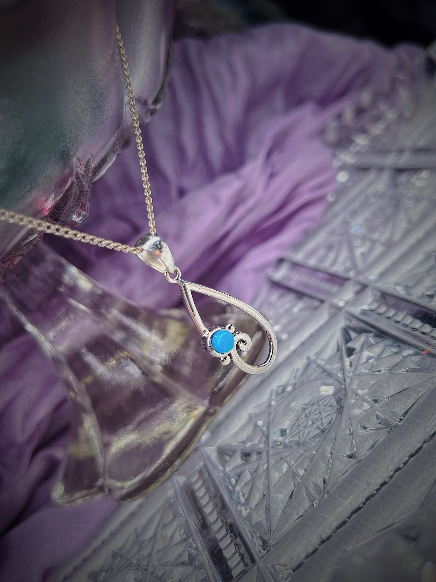 Persian Turquoise Celtic style crystal pendant - 925silver
