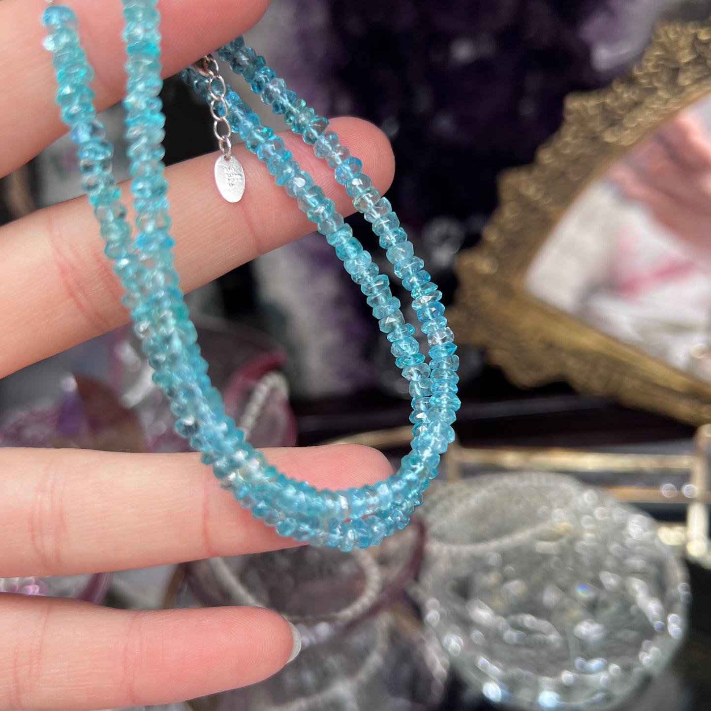 Blue Apetite Faceted adjustable size crystal bracelet - 925silver