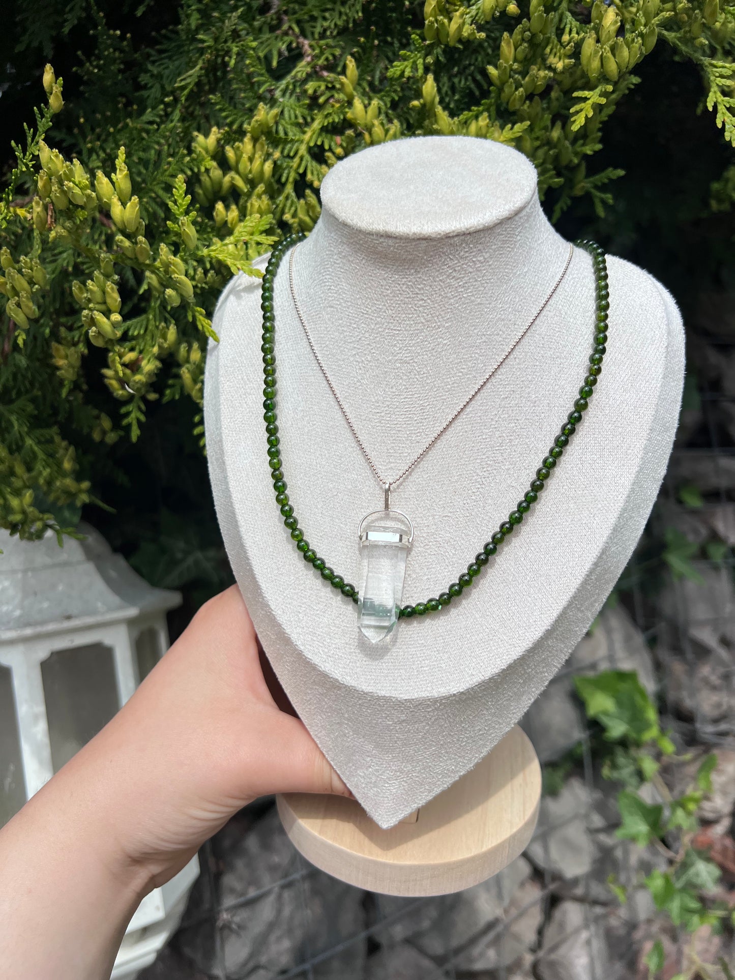 Diopside beaded necklace / triple stack beaded bracelet - 4.4mm