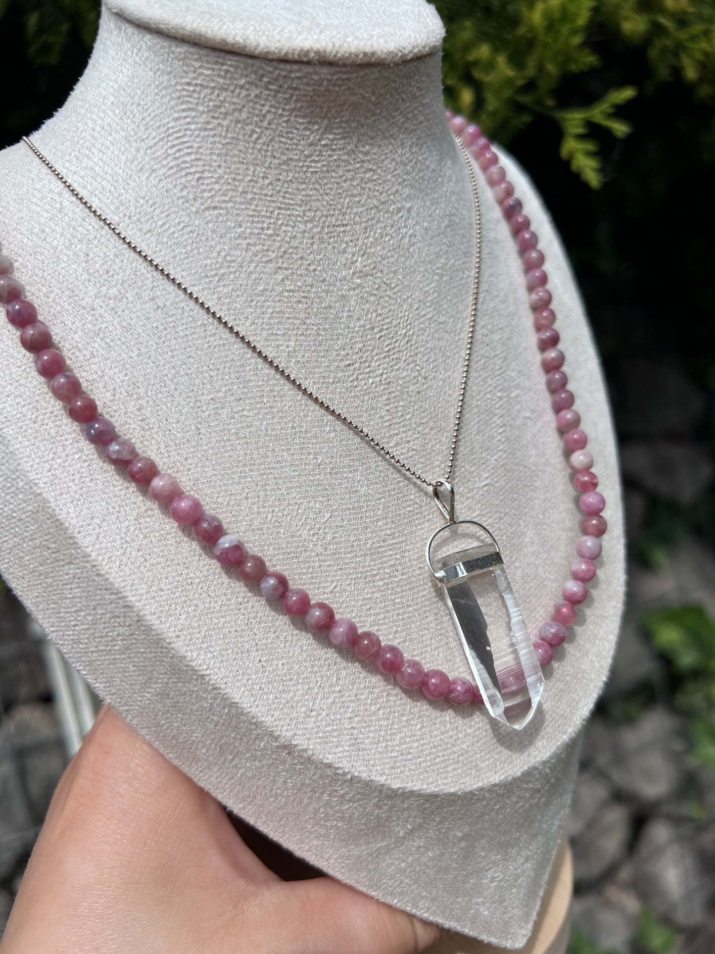 Unicorn Stone beaded necklace / triple stack beaded bracelet - 5mm beads