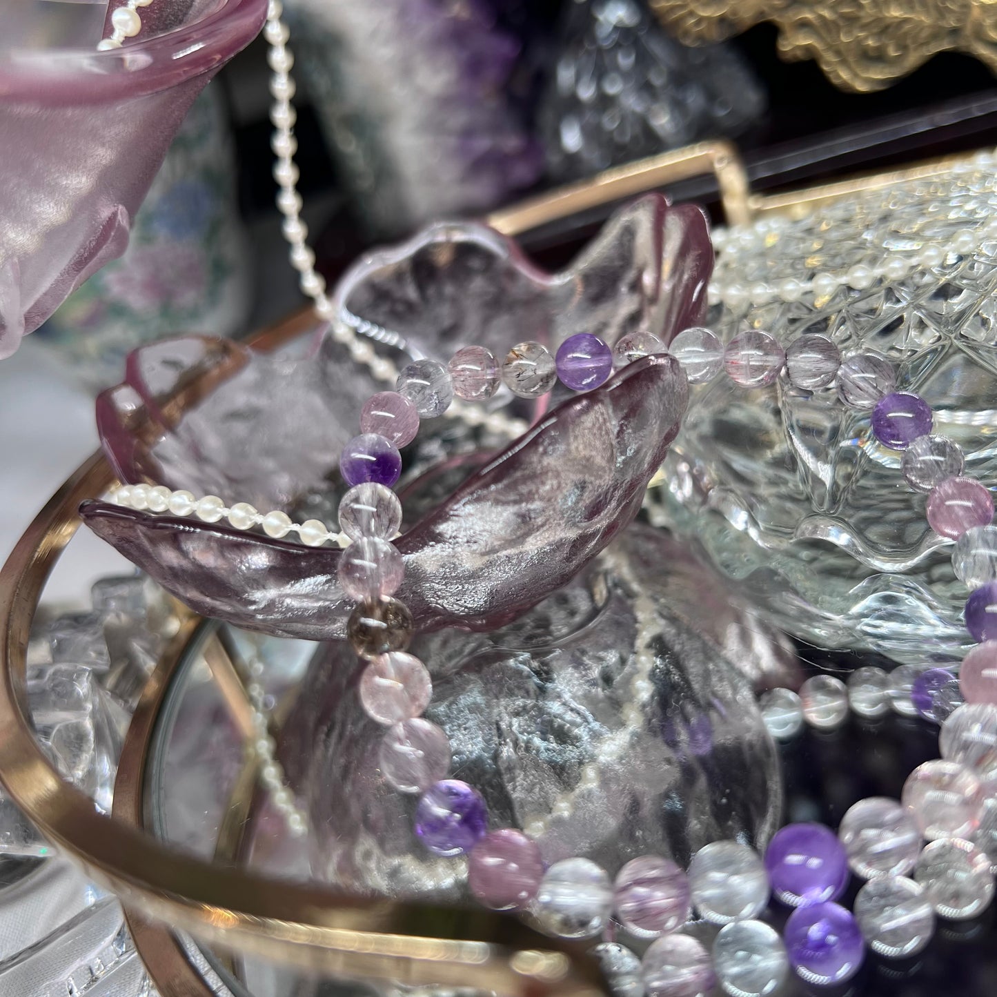 Super 7 mixed colour crystal beaded bracelet (High quality) - 6.5mm