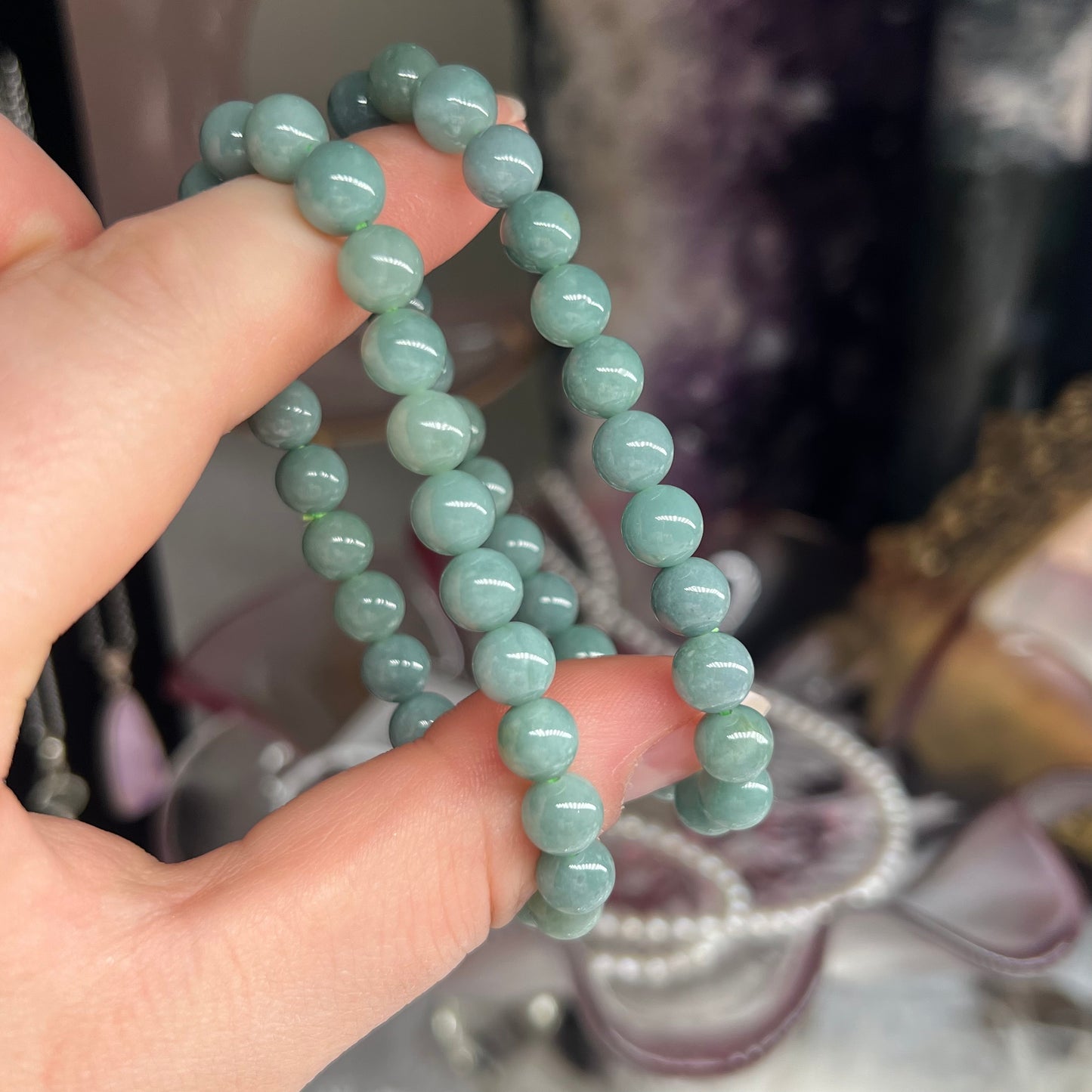 Blue water jade Natural bracelet 7mm