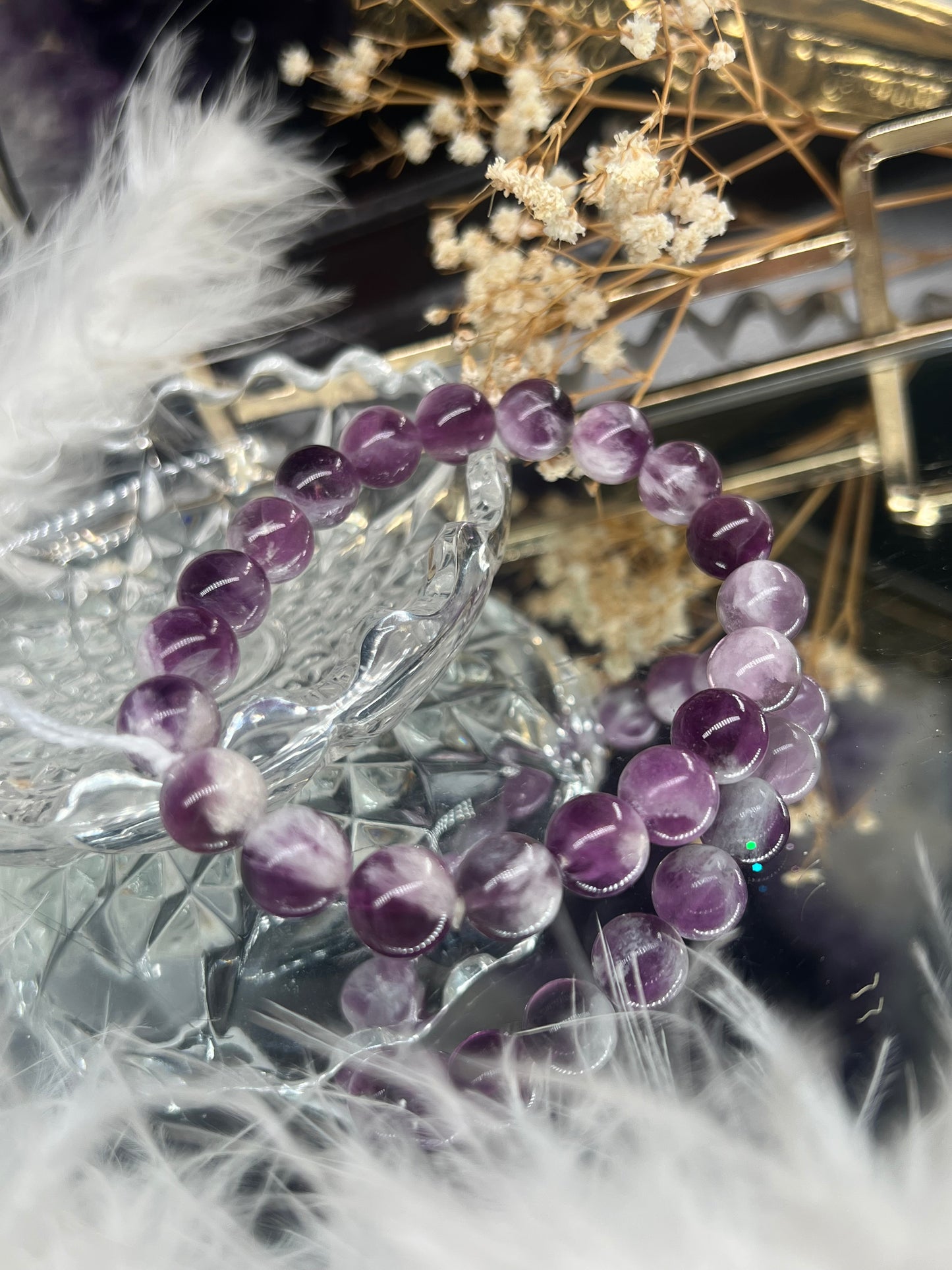 Feather fluorite bracelet 9.5mm *B