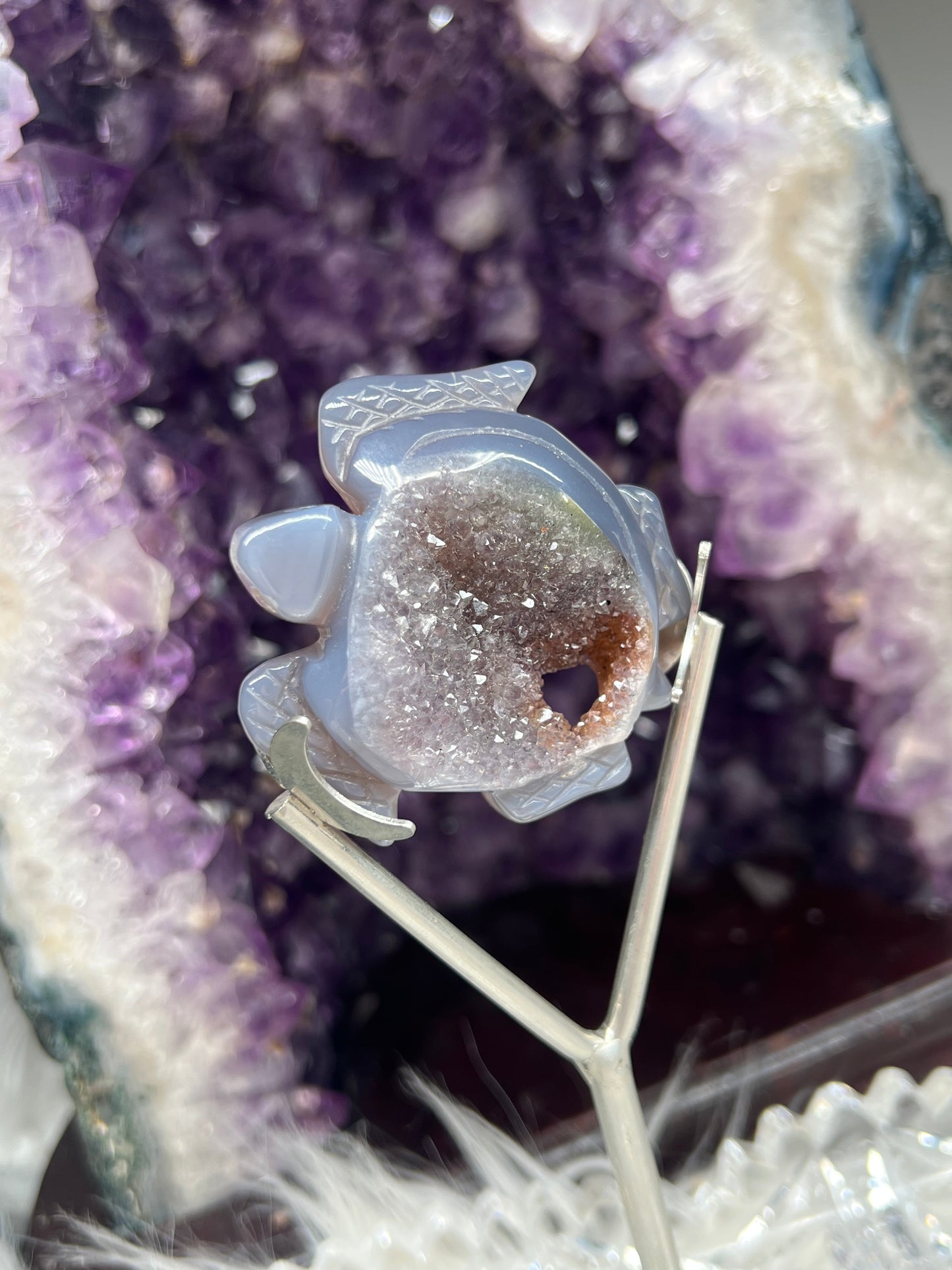 Druze agate turtle carving A