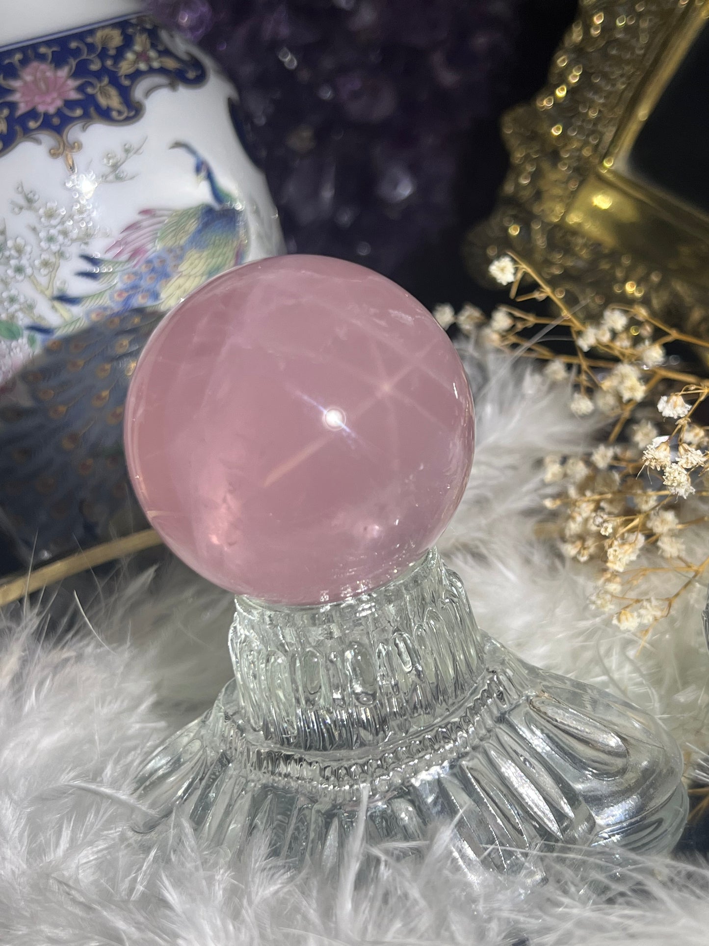 Star rose quartz sphere #B