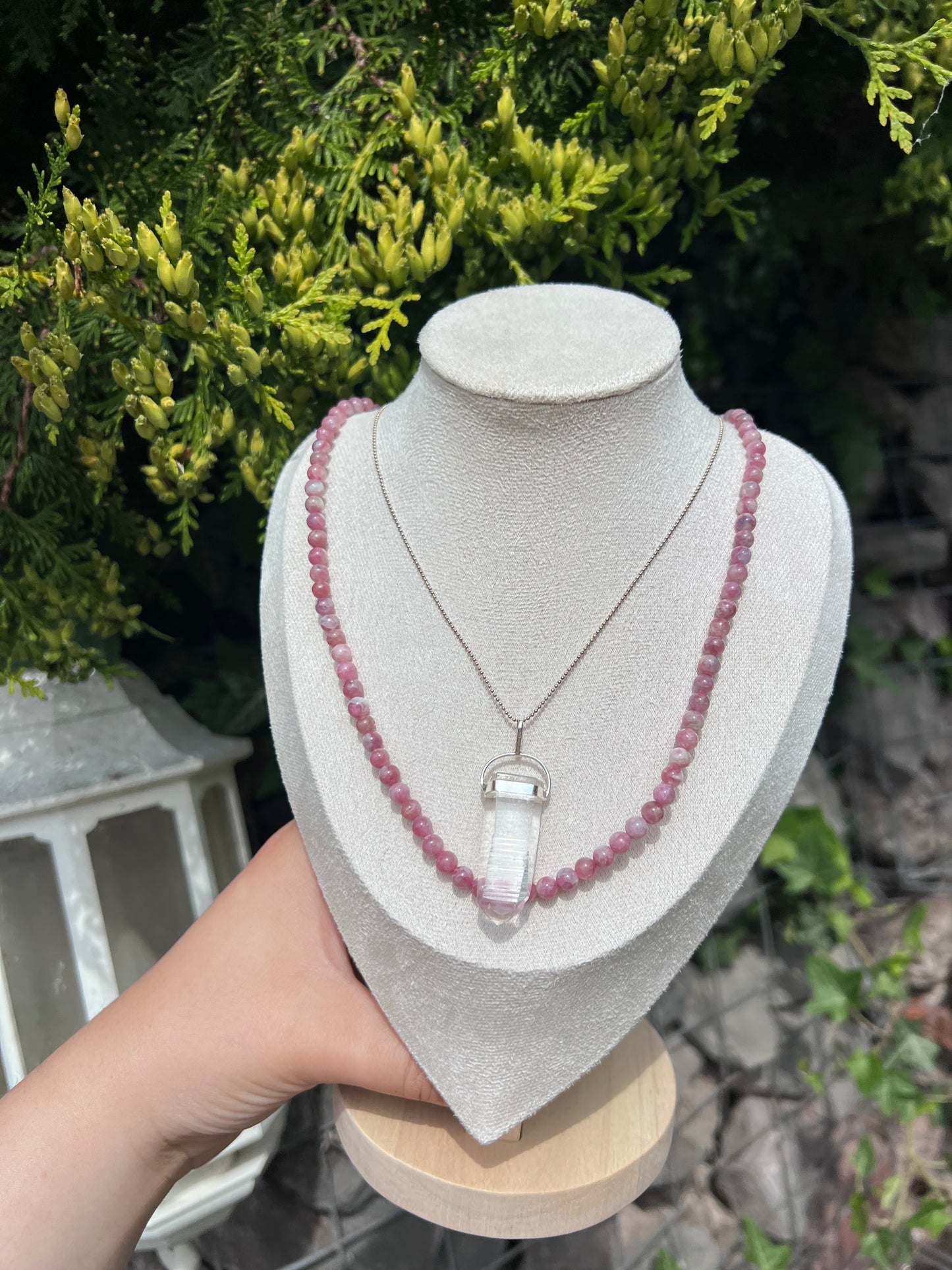 Unicorn Stone beaded necklace / triple stack beaded bracelet - 5mm beads