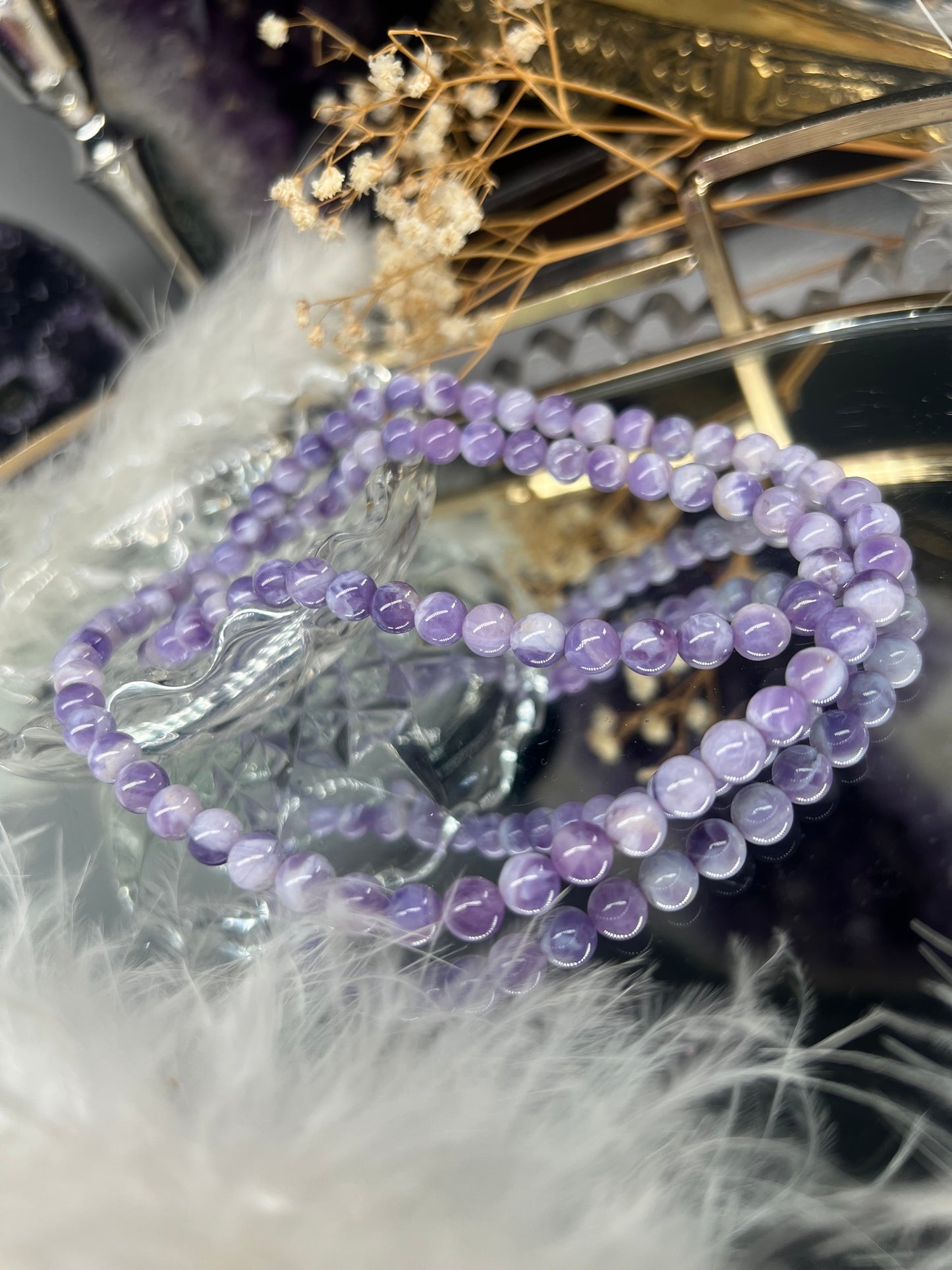 Purple jade beaded necklace 7mm