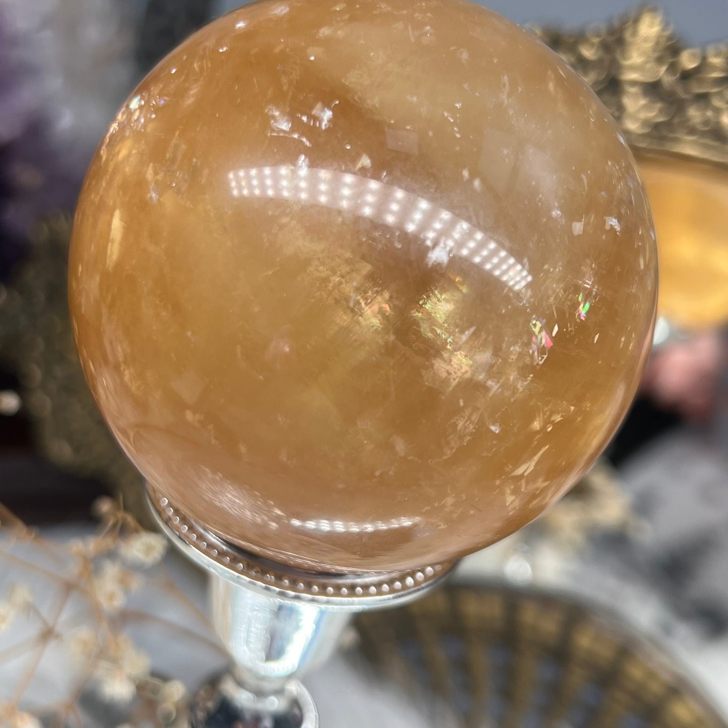 Honey calcite sphere A