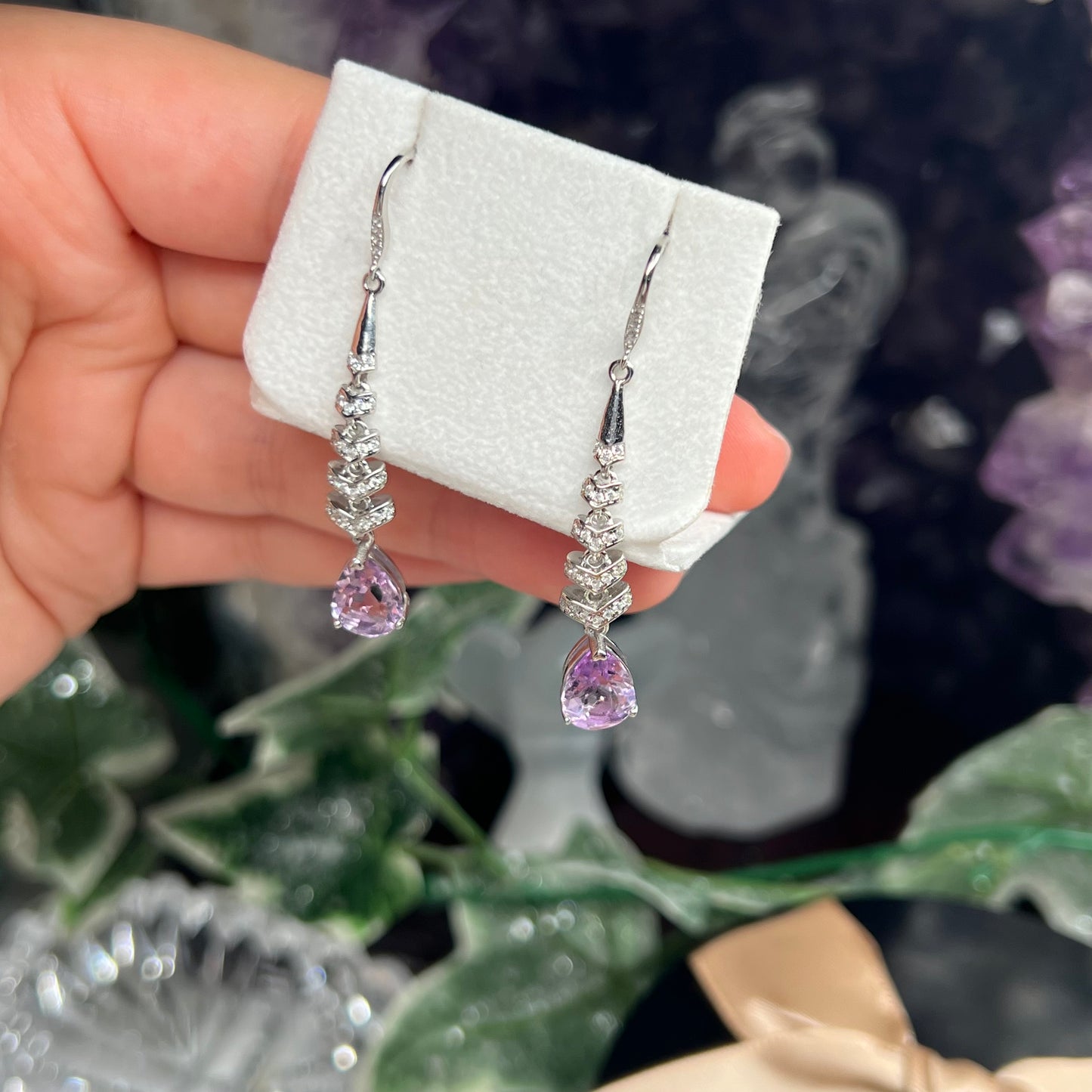 Amethyst 925silver dangly earrings