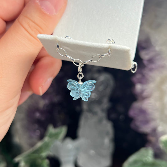 Aquamarine butterfly 925silver charm #A