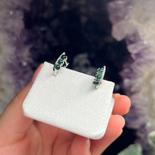 Green Jade 925silver hoop earrings