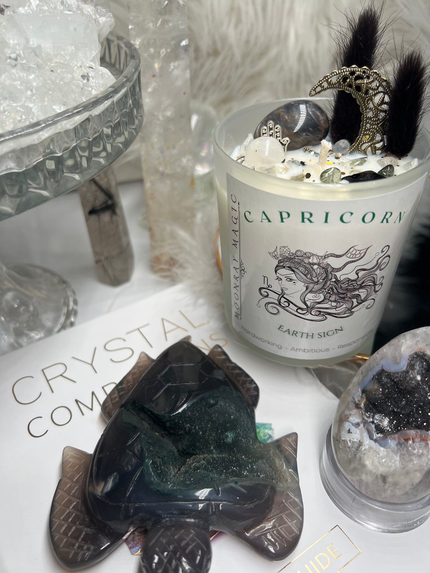 Capricorn crystal candle