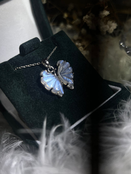 Rainbow moonstone butterfly custom design pendant 925silver