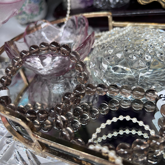 Smokey Quartz Crystal beaded bracelet (High transparency / quality) -