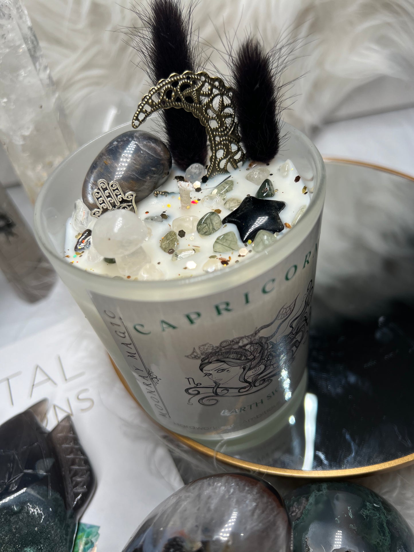 Capricorn crystal candle