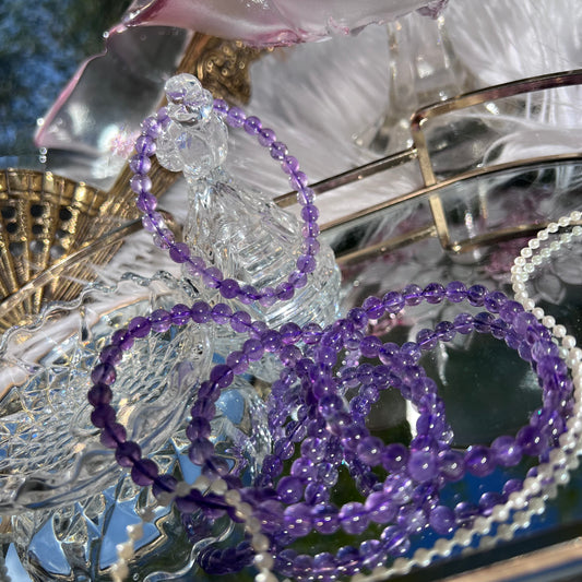 Amethyst High quality - transparent beaded bracelet - 6mm