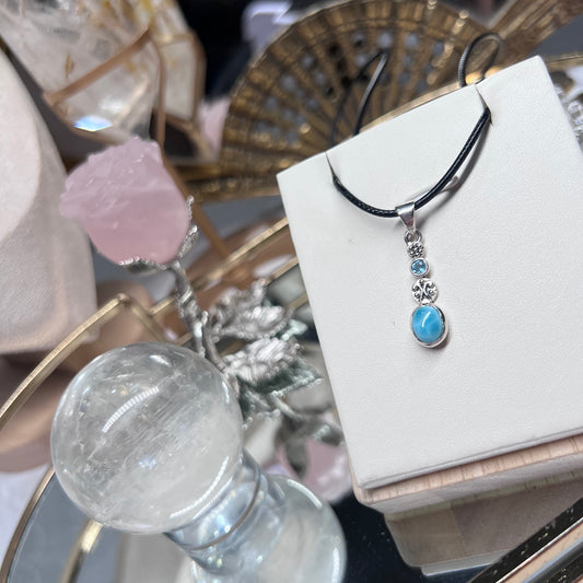 Blue Topaz & Larimar pendant - 925 silver