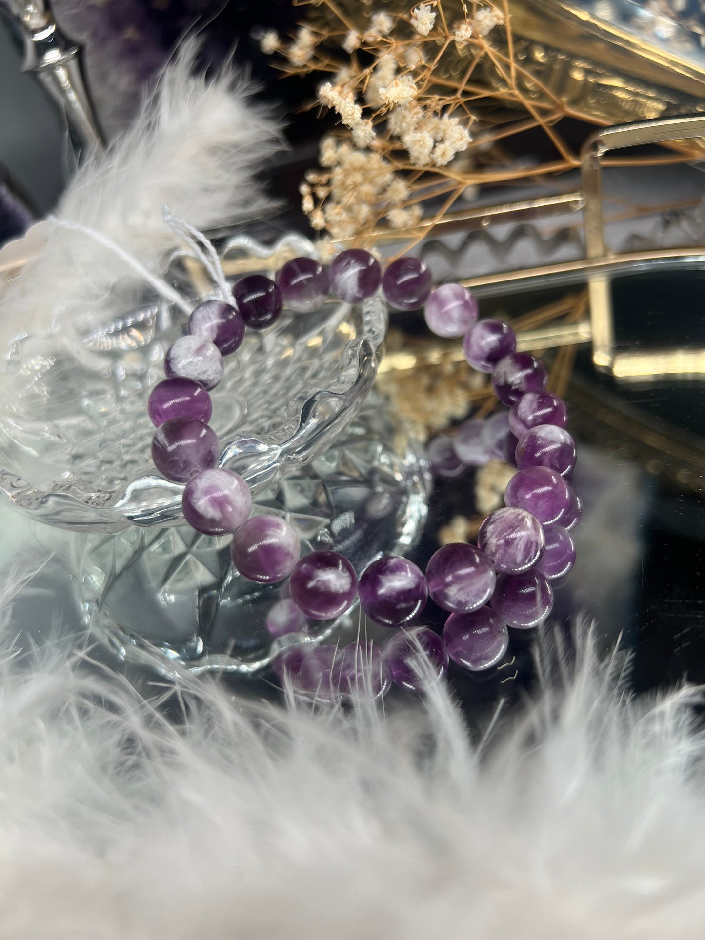 Feather fluorite 10mm bracelet *A