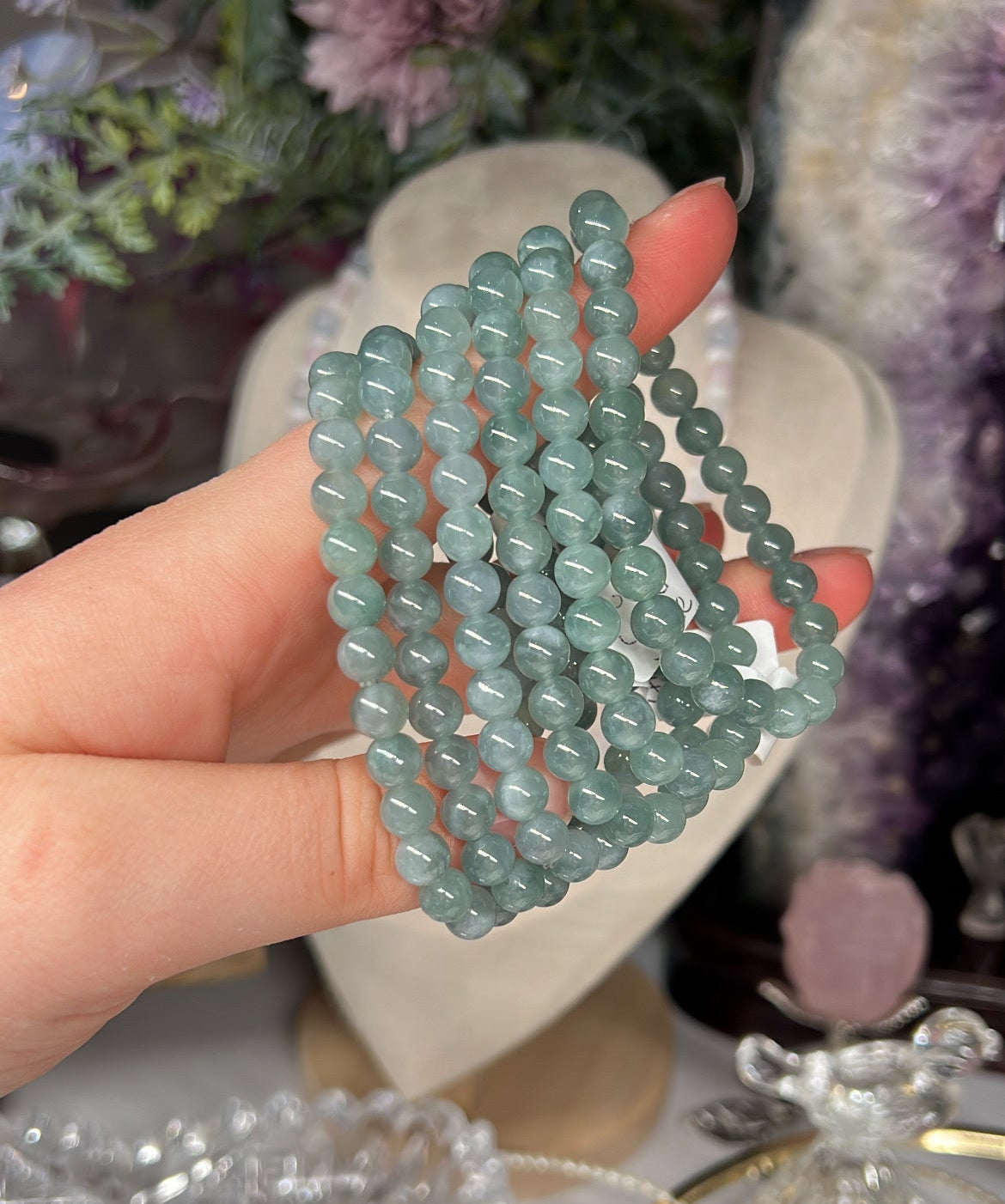 Blue Water Jade Crystal beaded bracelet - 📍Guatemala - 6.5mm