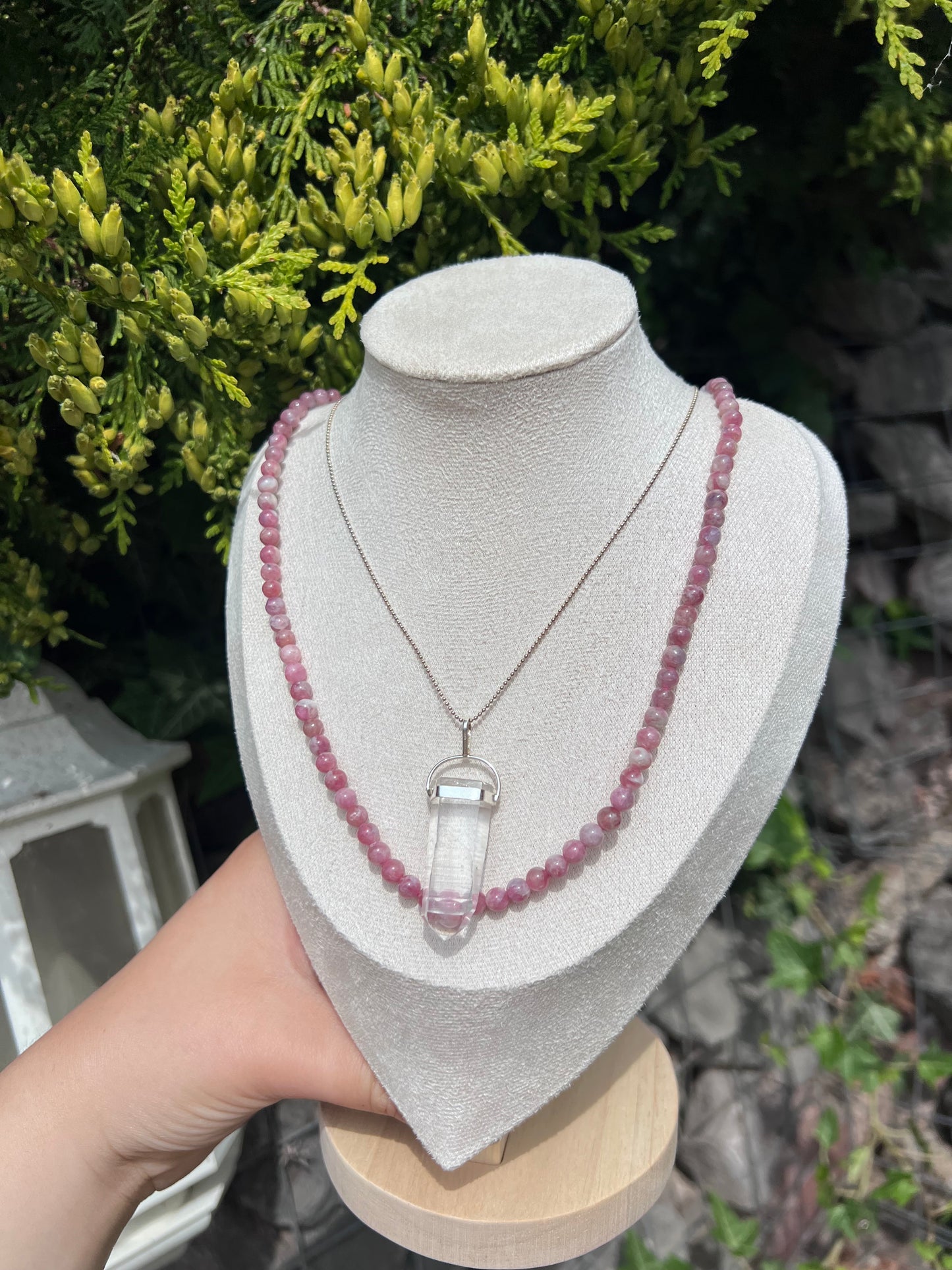Unicorn Stone beaded necklace / triple stack beaded bracelet - 5mm beads
