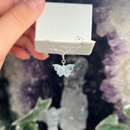 Aquamarine butterfly 925silver charm #B