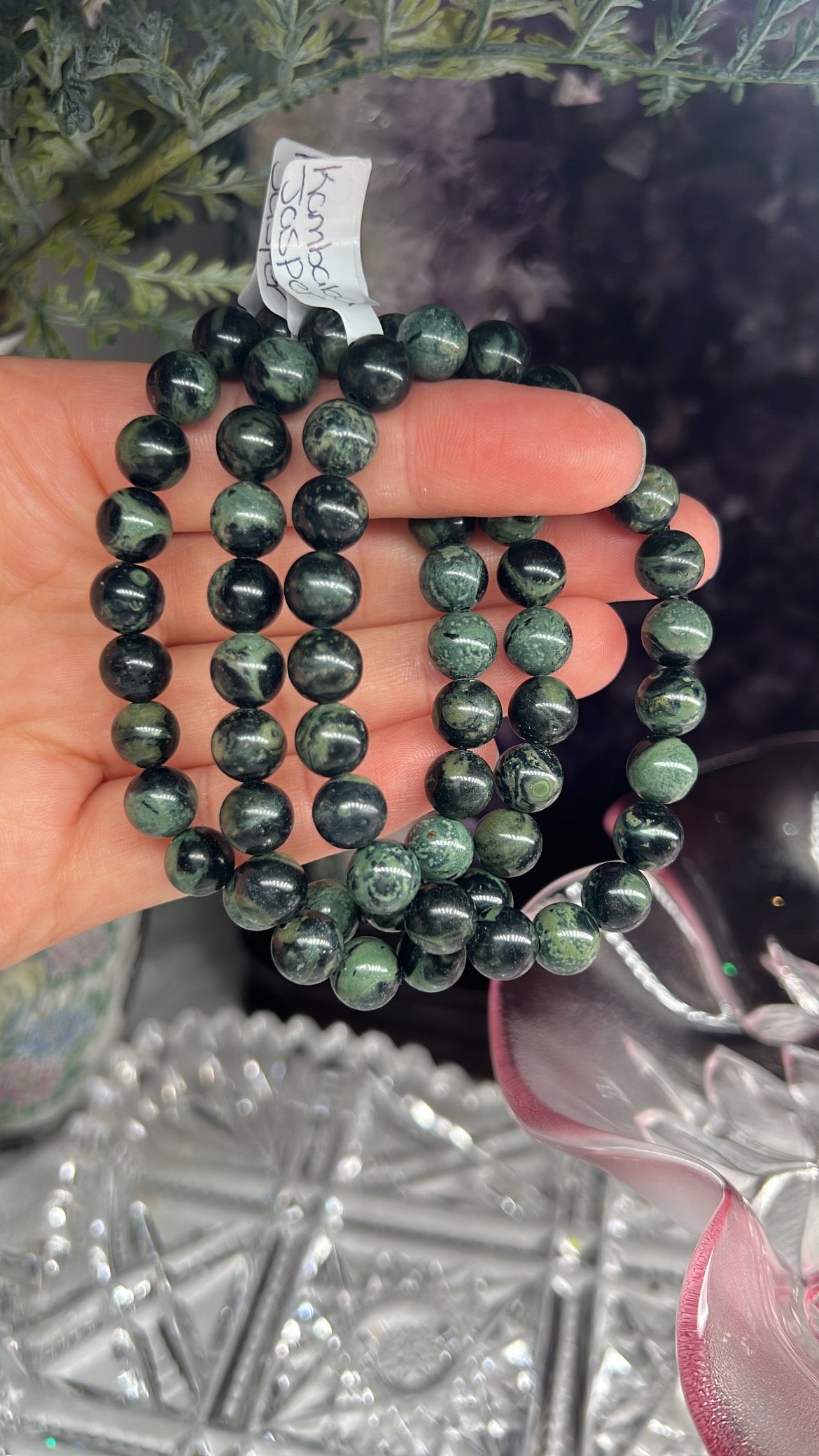 Kambaba Jasper crystal beaded bracelet - 8.8mm