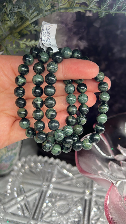 Kambaba Jasper crystal beaded bracelet - 8.8mm