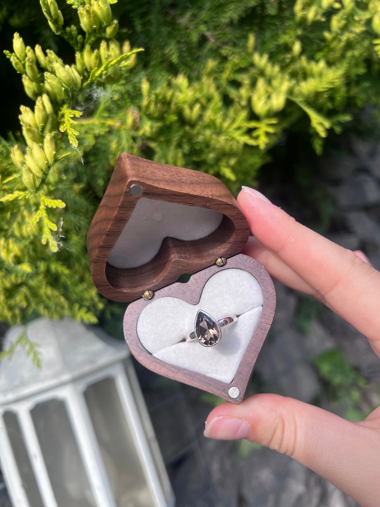 Smokey Quartz faceted teardrop Ring size 9 - 925 silver