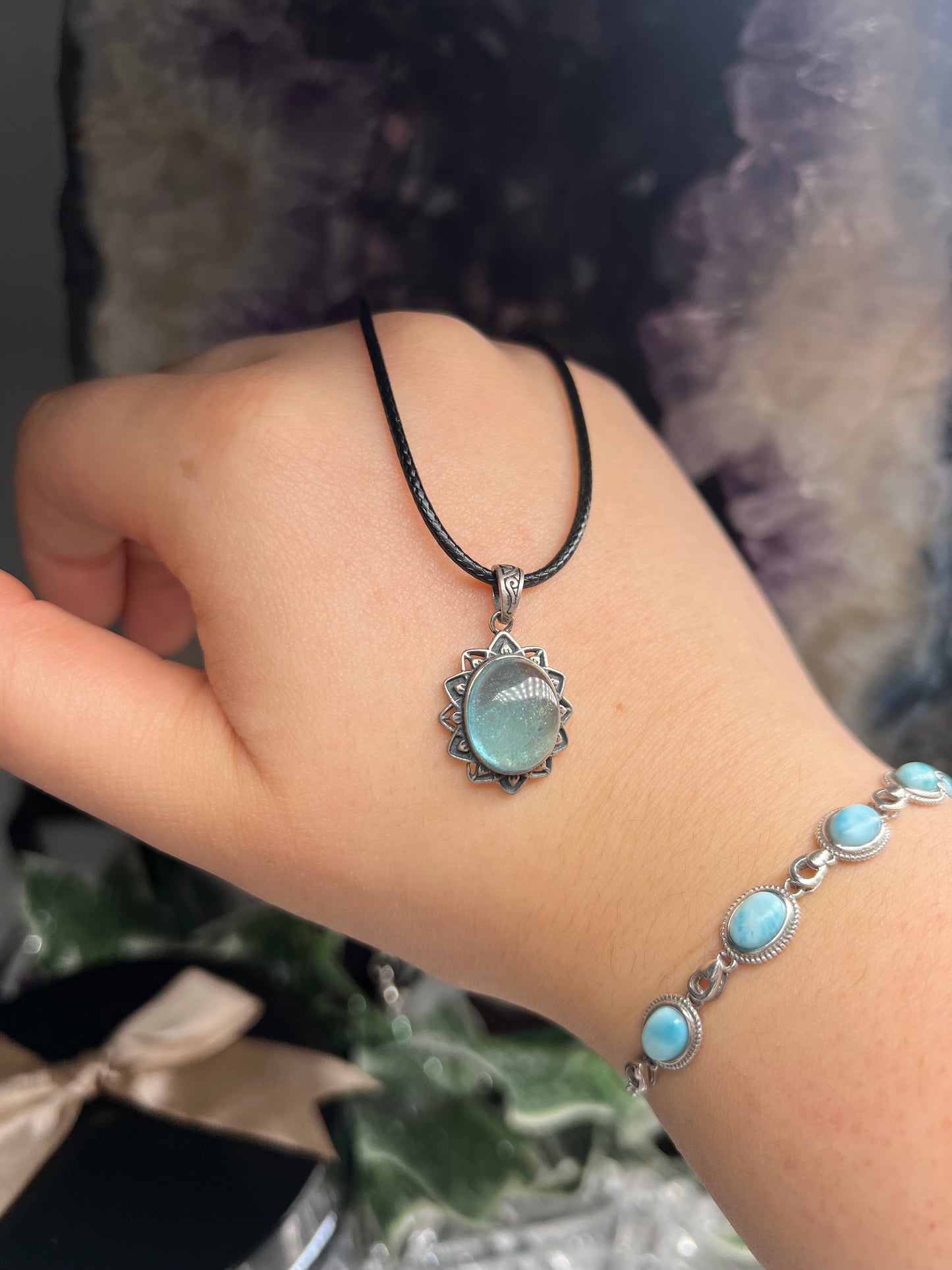 Aquamarine 925silver pendant