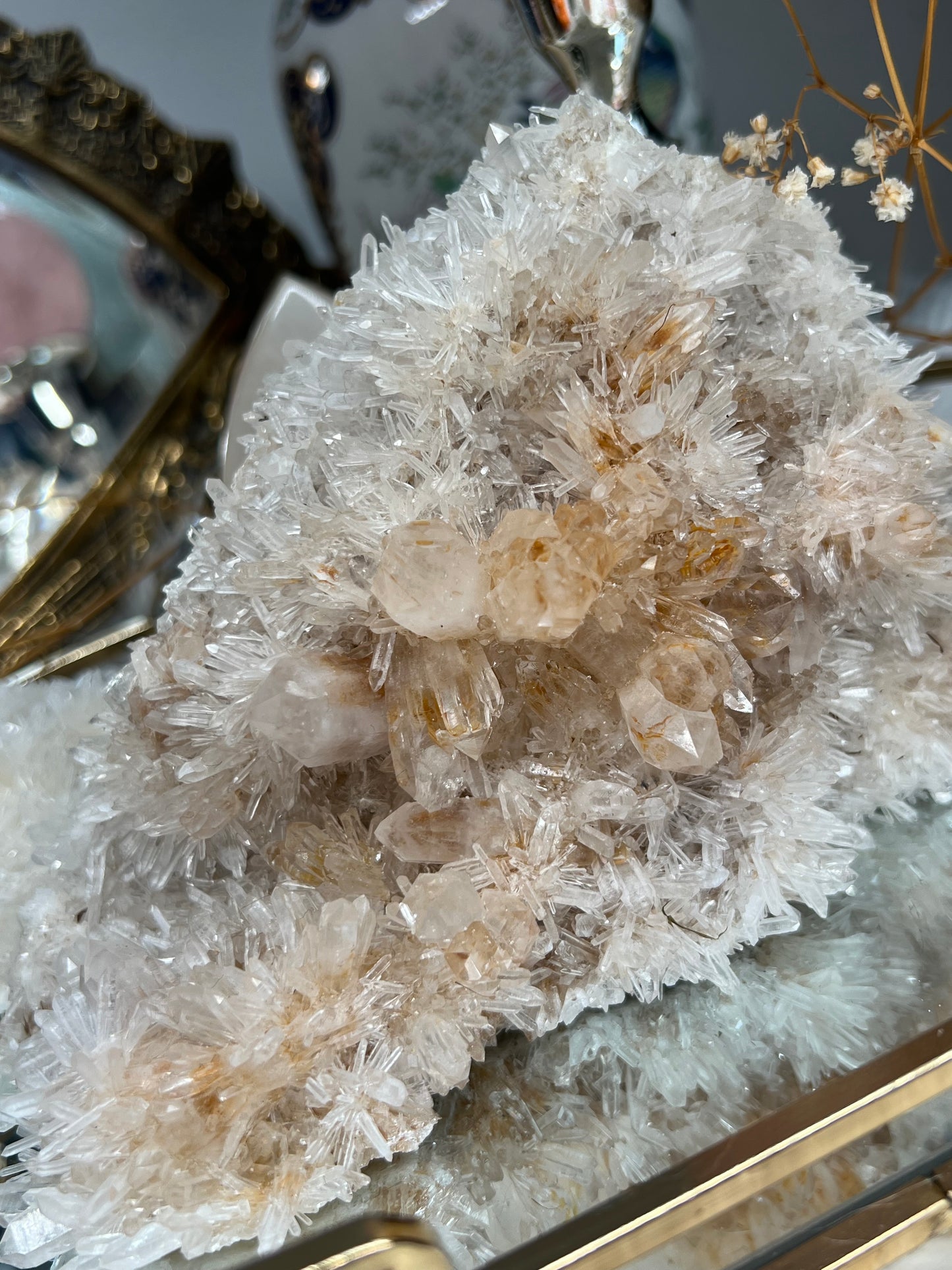 Golden healer quartz cluster statement piece 766g self standing