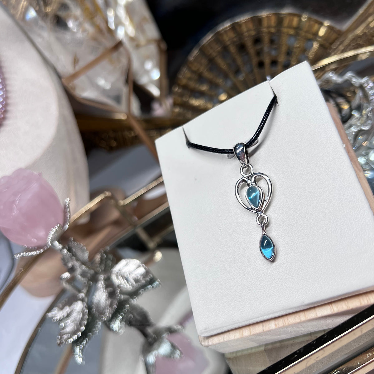 Swiss Blue Topaz pendant - 925 silver