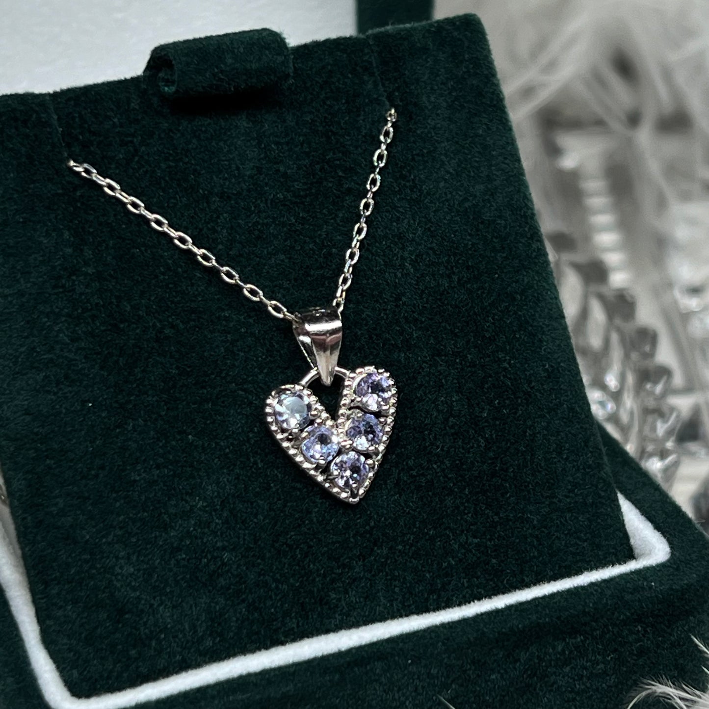 Tanzanite 925silver dainty heart pendant