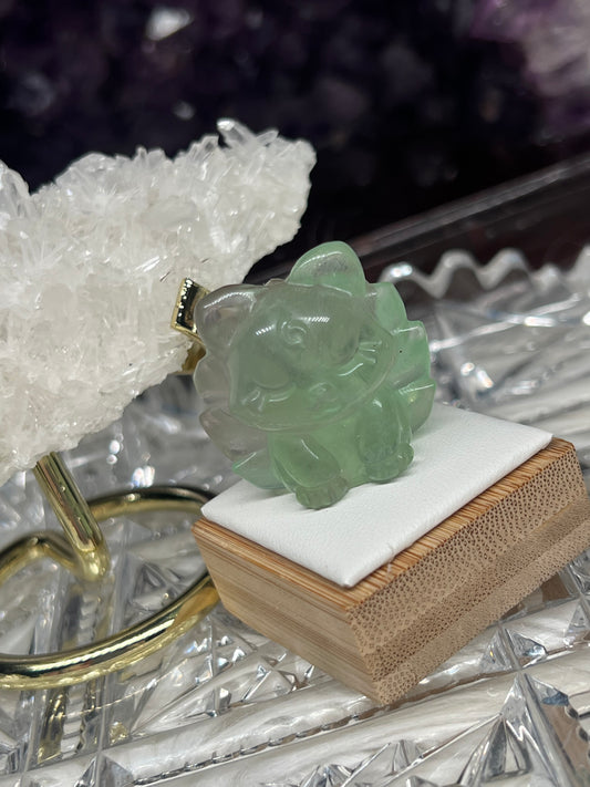 Fluorite nine tail fox carving c