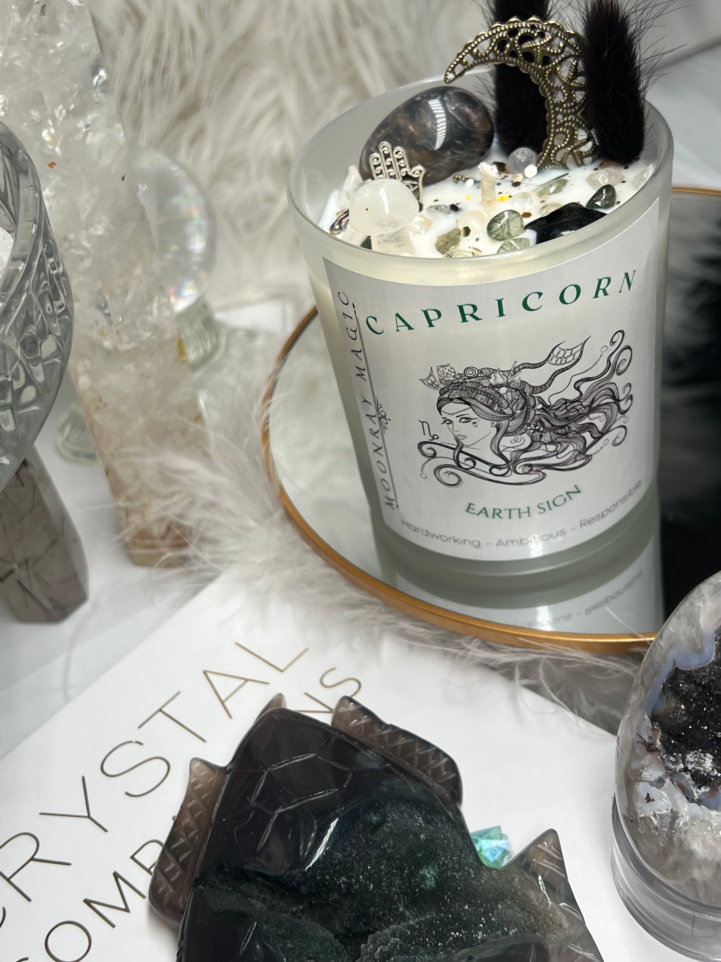 Capricorn crystal candle