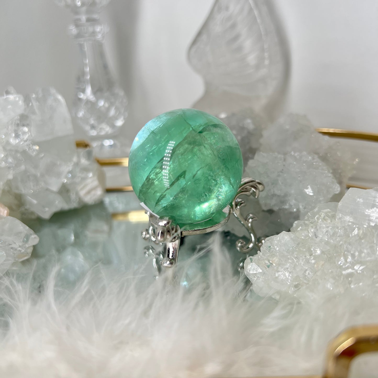 Green rainbow fluorite sphere *A