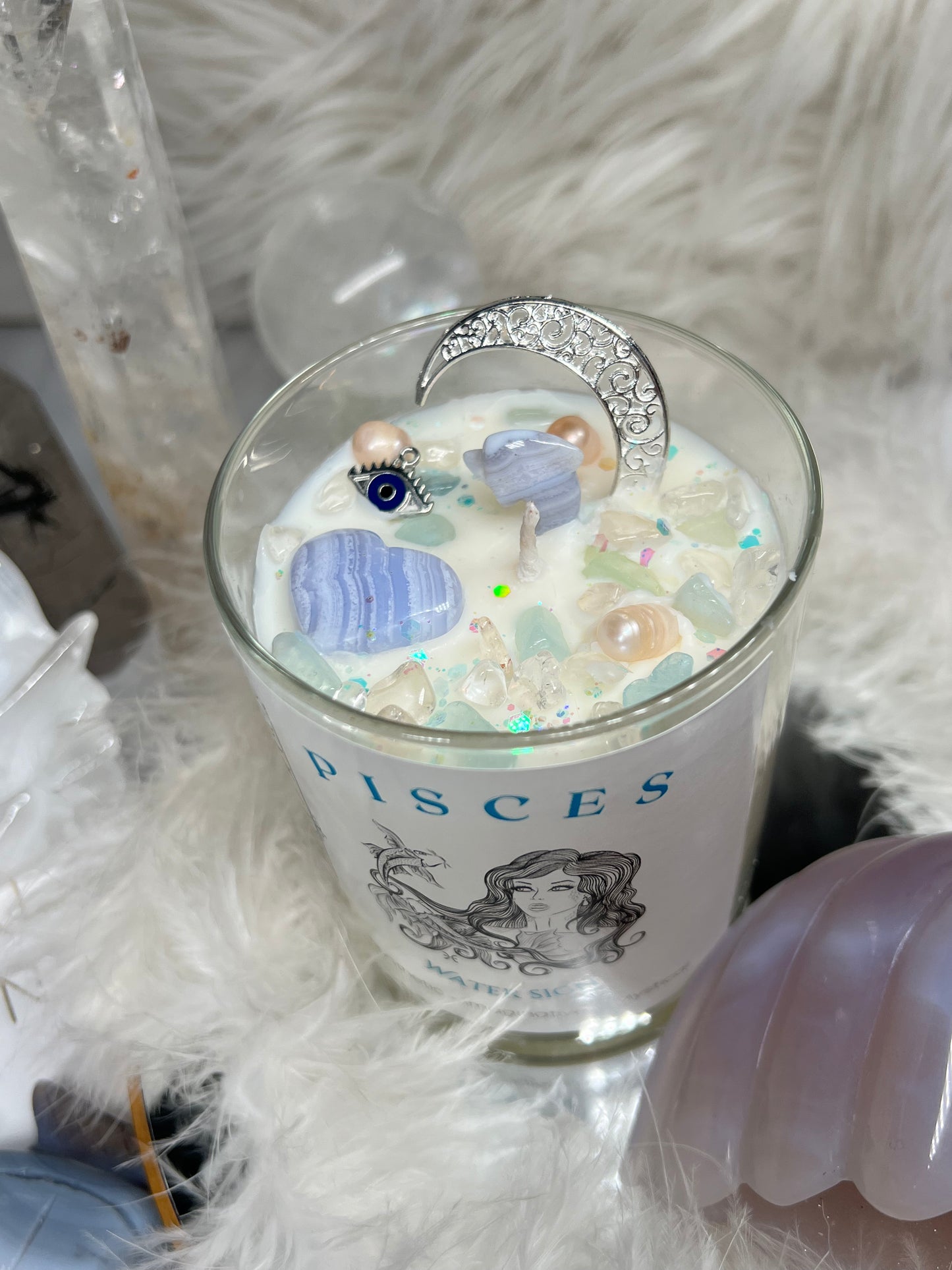 Pisces crystal candle