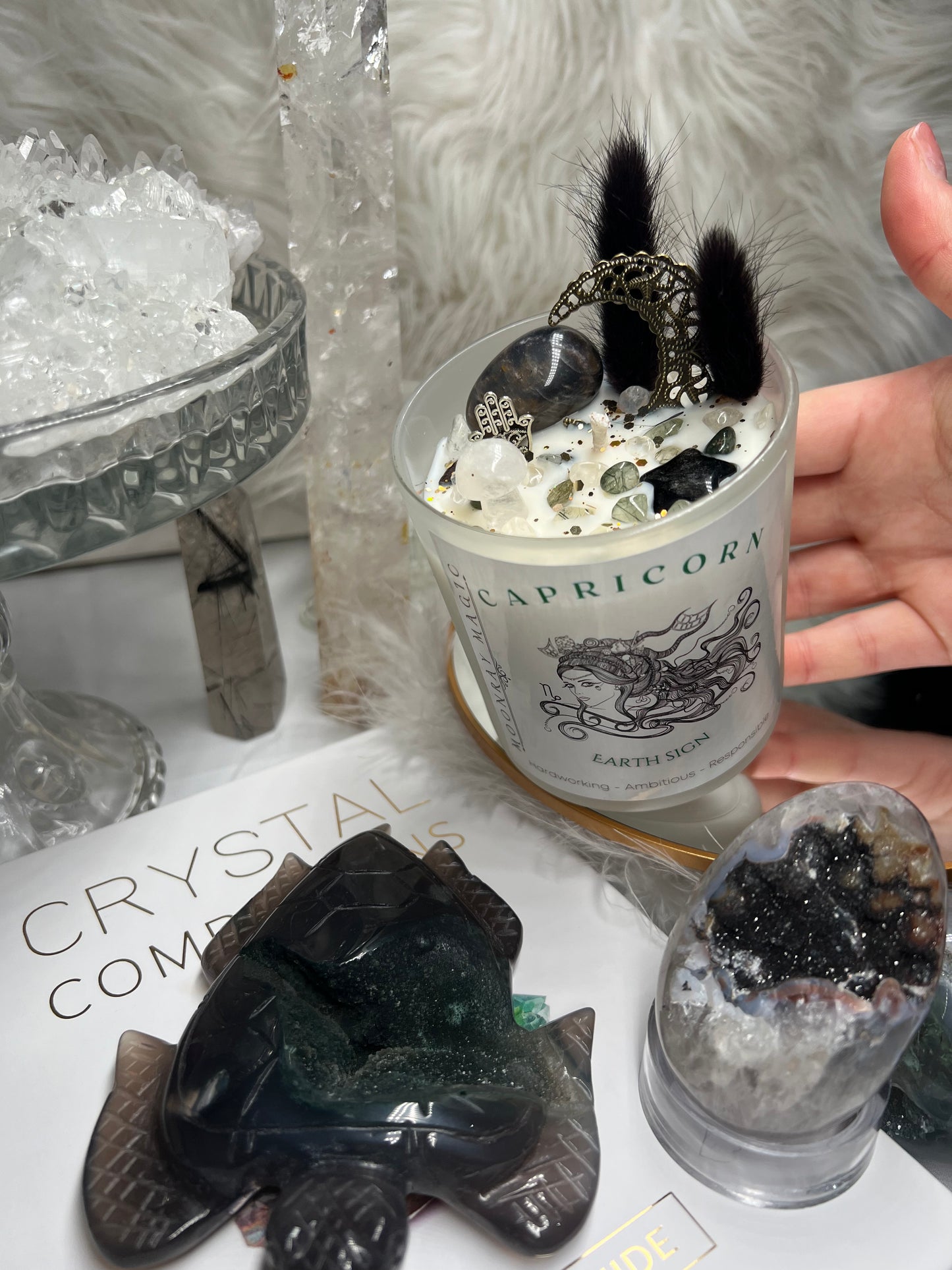 Capricorn crystal candle