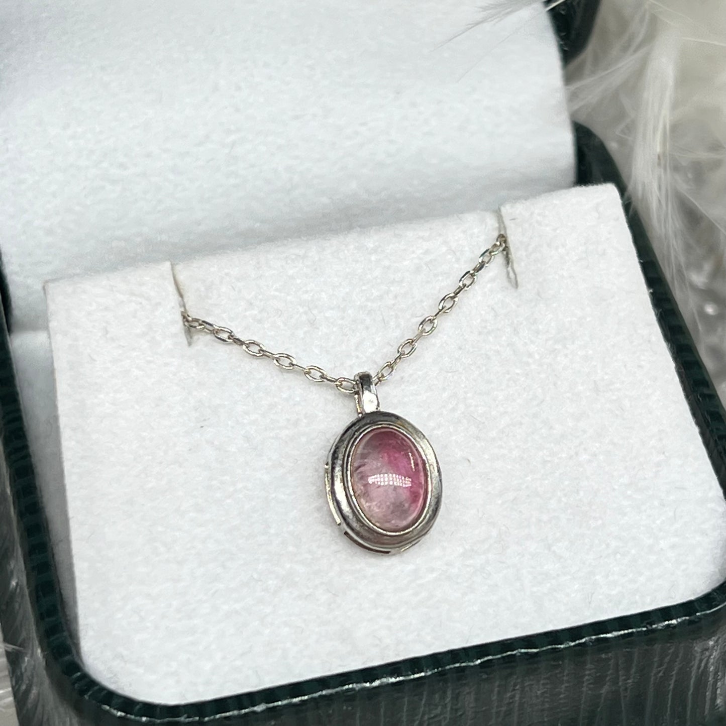 Pink tourmaline dainty 925silver pendant