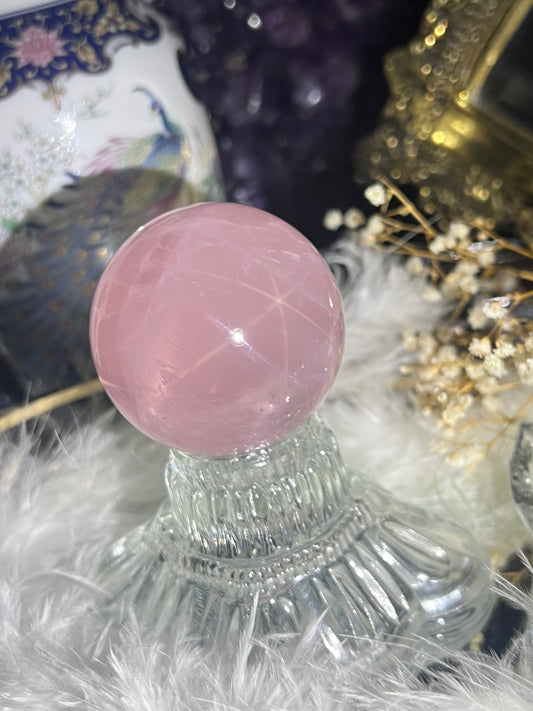 Star rose quartz sphere #B