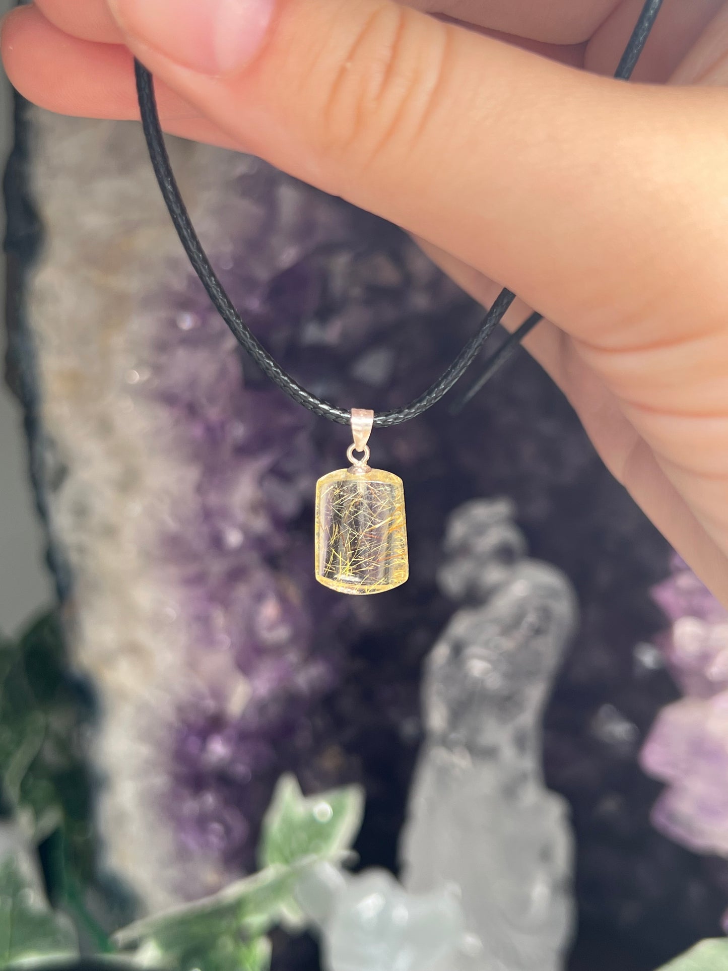 Golden rutile 925silver pendant