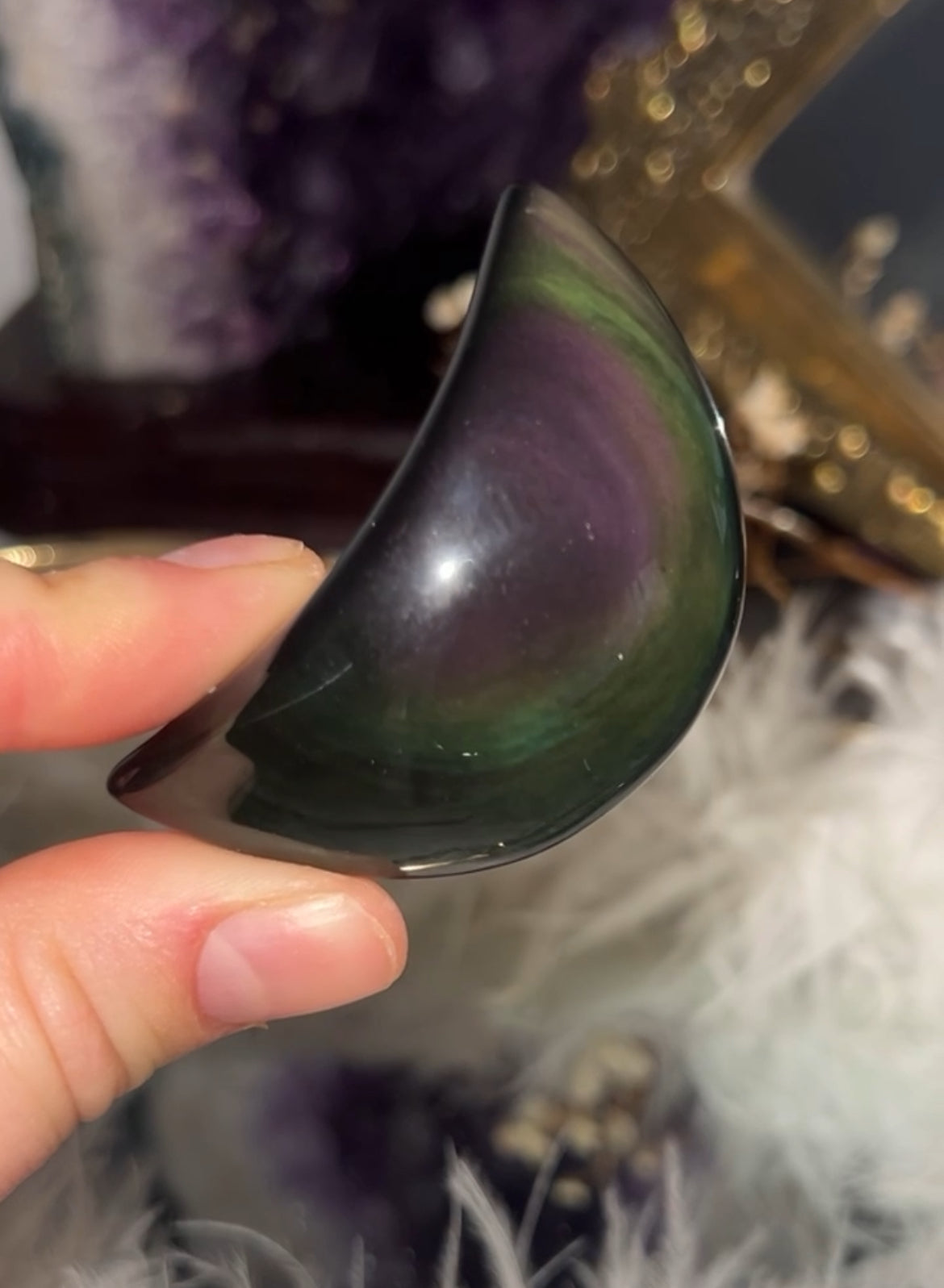 Rainbow obsidian moon #B