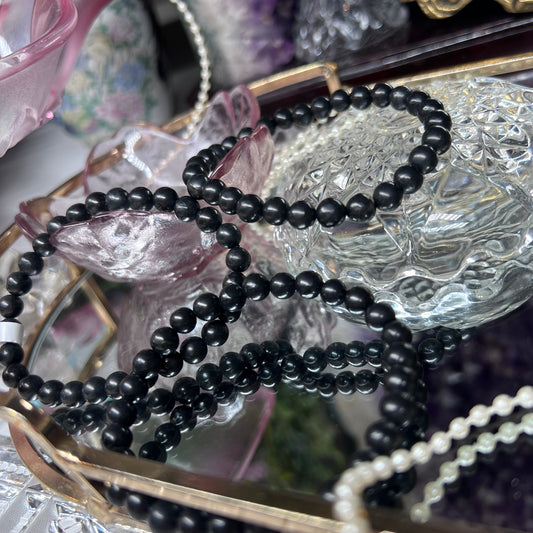 Shngite Crystal beaded bracelet - 6.5mm