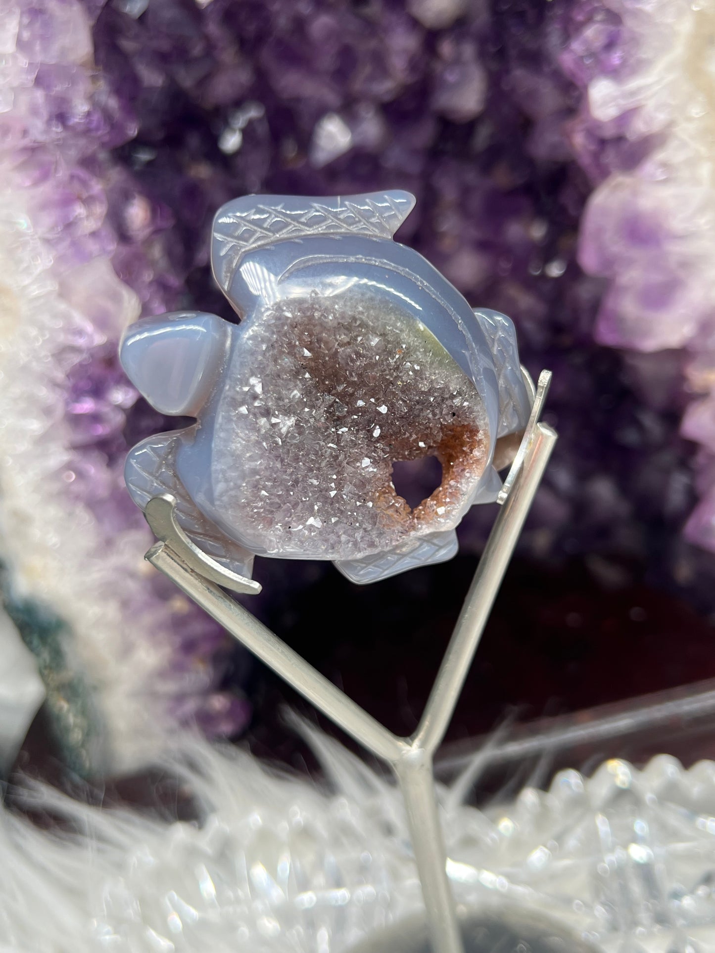 Druze agate turtle carving A