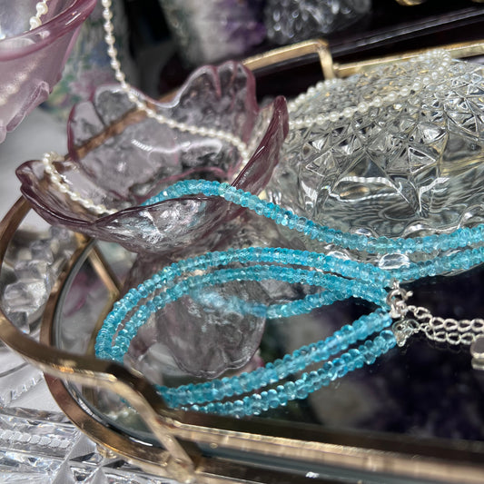 Blue Apetite Faceted adjustable size crystal bracelet - 925silver