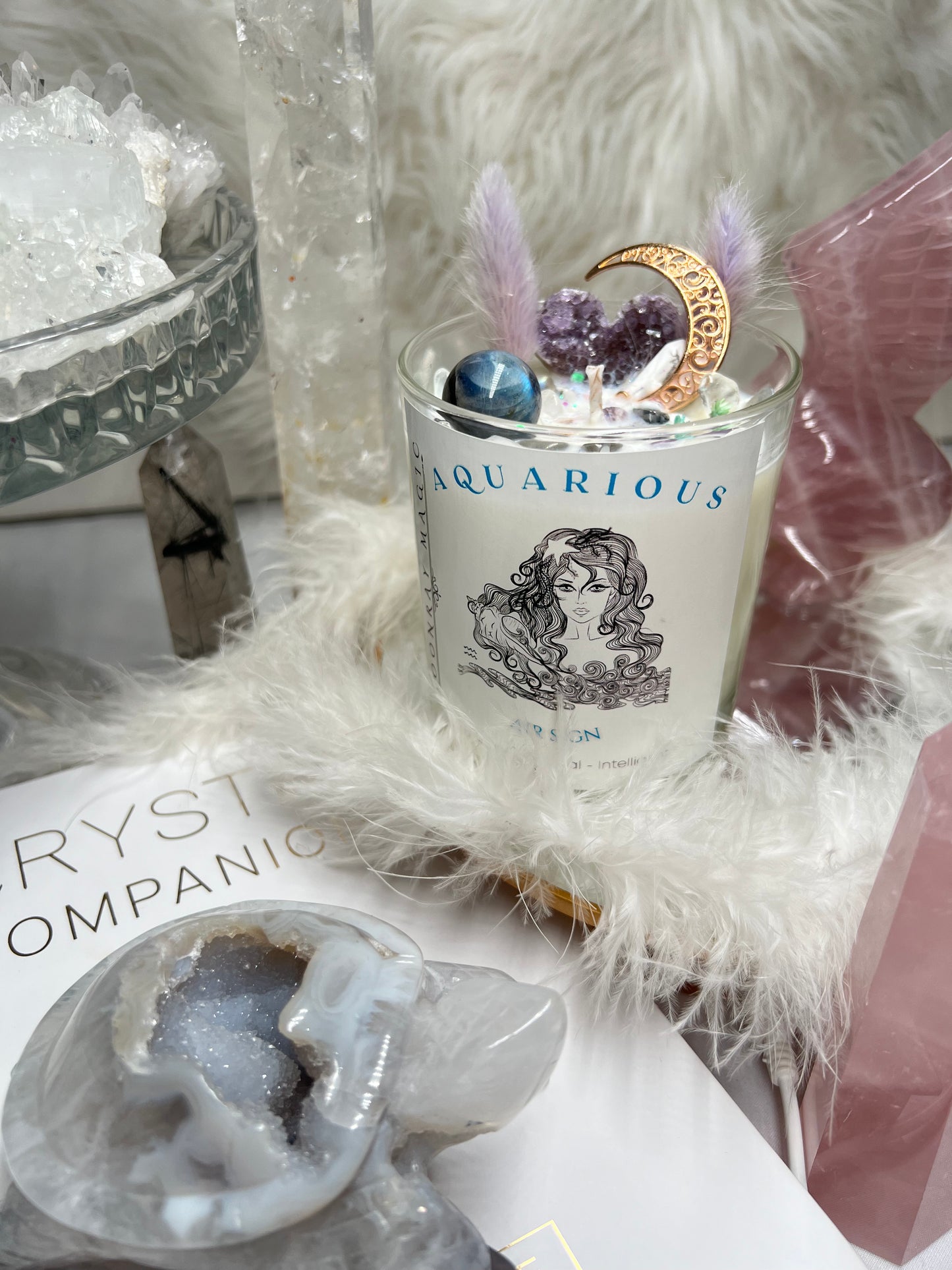 Aquarius crystal candle