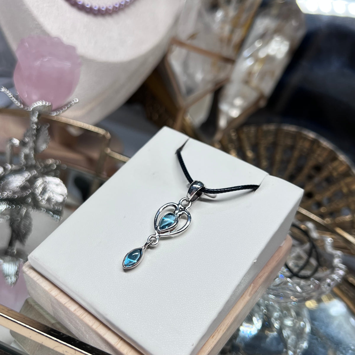 Swiss Blue Topaz pendant - 925 silver