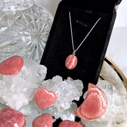 Rhodochrosite 925 solid silver pendant